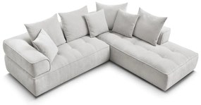 Colțar gri deschis cu tapițerie din chenille (cu colț pe partea dreaptă/în formă de ”L”) Whesley – Bobochic Paris