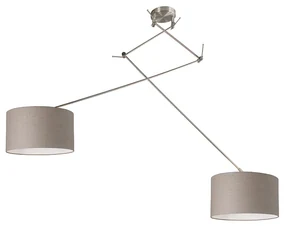 Lampă suspendată din oțel cu abajur 35 cm taupe reglabilă cu 2 lumini - Blitz
