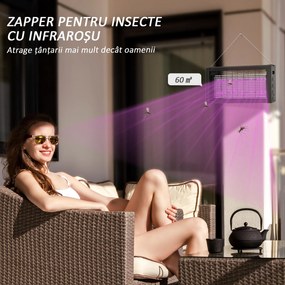 HOMCOM Lampă Anti-Țânțari UV 8W | Aosom Romania