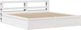 vidaXL Cadru pat cu tăblie 200x200 cm, alb, lemn masiv de pin