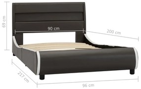 Cadru de pat cu LED, antracit, 90 x 200 cm, piele ecologica Antracit, 90 x 200 cm