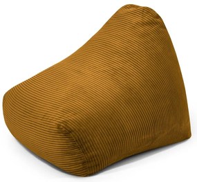 Fotoliu puf pentru copii galben muștar cu tapițerie din catifea reiată Snug 80 – SLOWDOWN