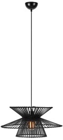 Lustră neagră cu abajur din bambus ø 57 cm Duplici – Markslöjd