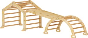 AIYAPLAY Cadrul de cățărat 9-în-1 pentru interior, rampă, tobogan, scară, tablă de scris, pentru copii mici, lemn | Aosom Romania