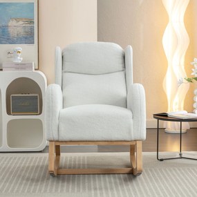 Scaun balansoar modern cu husă din material Teddy, Alb | Aosom Romania