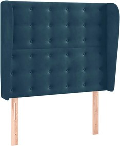 vidaXL Tăblie pat cu urechi albastru închis 103x23x118/128cm catifea