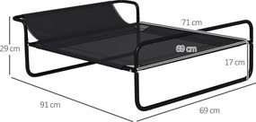 PawHut Pat Ridicat pentru Câini Mici și Medii, cu Suport Reglabil pentru Cap, Plasă Respirabilă pentru Exterior, 91x69x29 cm, Negru | Aosom Romania