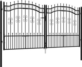 vidaXL Poartă de gard Kampen cu vârf tip suliță, negru, 302x150 cm, oțel