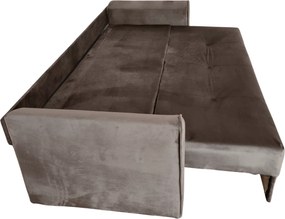 Canapea LILI extensibila, 3 locuri, cu lada de depozitare, catifea maro + crem , 220x95x80 Maro + Crem, Catifea