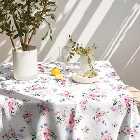 Goldea față de masă 100% bumbac - sakura roz cu petale 100 x 100 cm