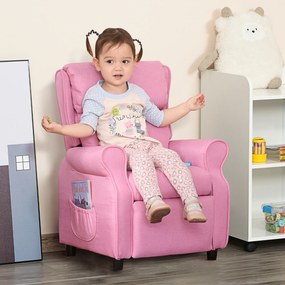 HOMCOM Kindersofa Kindercouch Kindersessel Sessel Liegesofa reglabil cu suport pentru picioare pentru copii între 3-5 ani băieți și fete Roz 58 x 53 x 70 cm | Aosom Romania