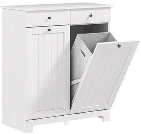 HOMCOM Dulap de Baie pentru Rufe cu 2 Uși Rabatabile și Coșuri pentru Rufe, 78x38x90 cm, Alb | Aosom Romania