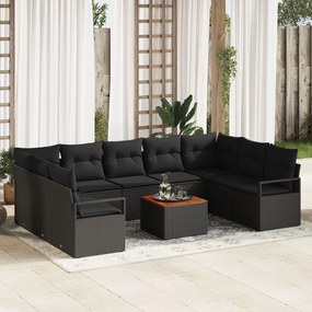 vidaXL Set de canapele pentru grădină 10 pcs Negru