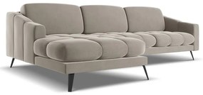 Colțar bej cu tapițerie din catifea (cu colț pe partea stângă) Nalu – Makamii