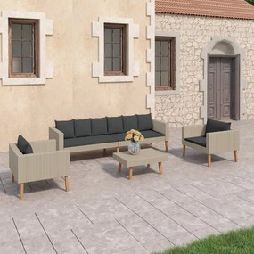 3059326 vidaXL Set mobilier de grădină cu perne, 4 piese, bej, poliratan