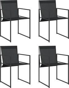 vidaXL Scaune de grădină, 4 buc., negru, oțel și textilenă