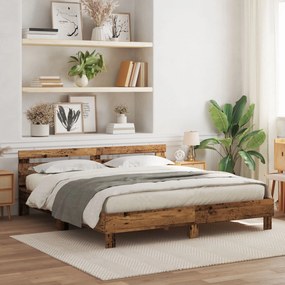 vidaXL Cadru de Pat Lemn Vechi Rustic Lemn Recuperat Solid 200 x 200 cm