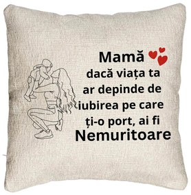 Perna Decorativa Canapea, Model pentru Mama 10, 40x40 cm, Cu fermoar