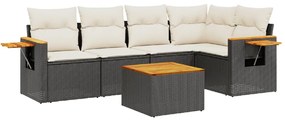 3259193 vidaXL Set mobilier de grădină cu perne, 6 piese, negru, poliratan