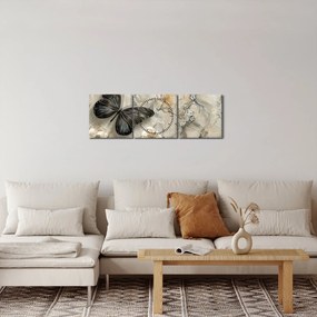 Tablou - Marmură de fundal cu fluturi (cu ceas) (90x30 cm)