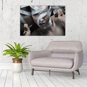 Tablou cu femeie și panglică (90x60 cm)