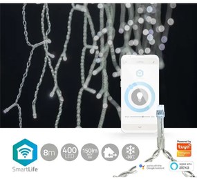 Nedis WIFILXC03W400 - LED perde Crăciun 400 LED, 8 funcții, 11m, IP65, Wi-Fi Tuy