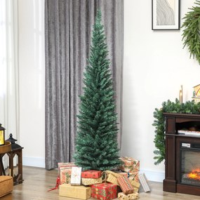 HOMCOM Brad de Crăciun artificial slim 180 cm cu 321 de ramuri, aspect de brad, cu bază din plastic, verde | Aosom Romania