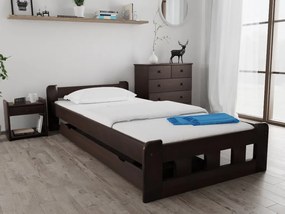 Pat inalt Naomi 120 x 200 cm, nuc Saltele: Cu saltele Somnia 17 cm, Lamele de pat: Cu lamele drepte