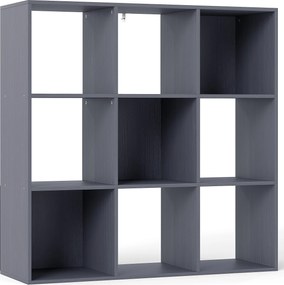 HOMCOM Bibliotecă, etajeră de depozitare în 3 niveluri cu 9 compartimente, pentru living, birou, dormitor, 91x29,5x91cm, gri | Aosom Romania
