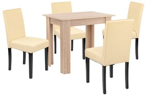 Set de masă Leon 4+1 stejar Sonoma-bej