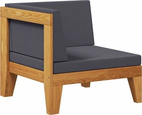 vidaXL Canapea de colț modulară, perne gri închis, lemn masiv acacia