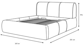 Pat matrimonial bej tapițat cu spațiu de depozitare și somieră 180x200 cm Vernon – Bobochic Paris