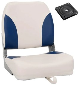vidaXL Set 1 scaun pliabil pentru barcă, cu pernă alb-albastru