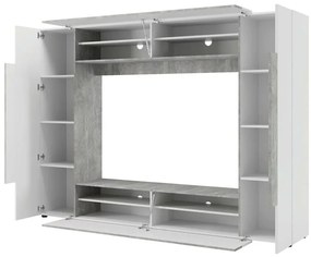 Mobilier living Warsa (Alb + Alb lucios + beton). 1069342