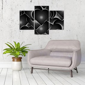 Tablou cu inimile alb - negre (90x60 cm)