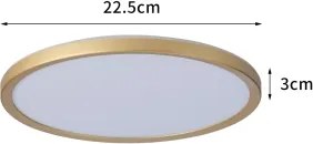 Brilagi - Corp de iluminat LED pentru baie ULTRA SLIM, 12W, 230V, Ø 22,5 cm, auriu, IP54