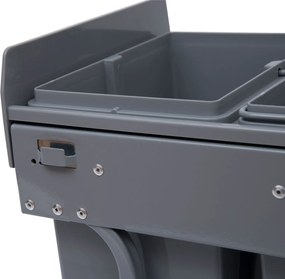 Homcom Cos Gunoi Ecologic 40L – 3 Compartimente Separate, Gri | Aosom Romania