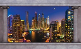 Fototapet - Zgârăienori din Dubai noaptea (254x184 cm)