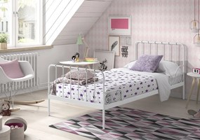 Pat ALICE Metalic pentru Copii, 90x200 cm, Alb, Stil Vintage Romantic – Vipack