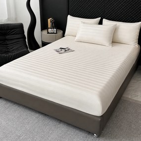 Lenjerie Premium Damasc, bumbac 100%, 6 piese, pat 2 persoane, crem ivoire