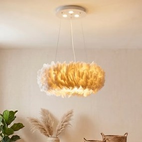 Brilagi - Lustru LED pe cablu FEATHER 3xE27/40W/230V + 3xLED/3W diam. 50 cm alb