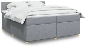 vidaXL Pat box spring cu saltea, gri deschis, 200x200 cm, textil