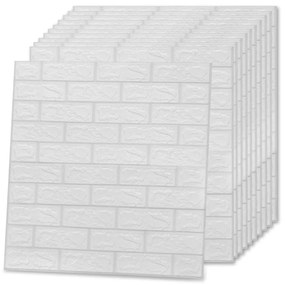 Tapet de perete autocolant 3D, 10 buc., alb, model caramizi 10, Alb