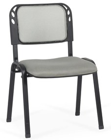 Scaun conferință gri cu șezut ergonomic buretat si spătar mesh ventilat și cadru metalic HRC 600