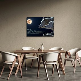 Tablou cu lupi în lună (70x50 cm)