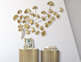 Panou decorativ auriu din metal, 115,5x4x90 cm, Little Leaf Mauro Ferretti
