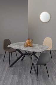 Masa dining extensibila pentru 8 persoane finisaj beton din MDF melaminat, 140-180 cm, Dominik Bizzotto