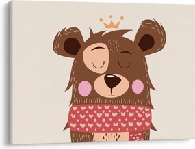 Tablou - Teddy ursuleț cu eșarfă roșie (70x50 cm)