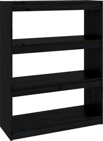 vidaXL Bibliotecă/Separator cameră negru 80x30x103,5 cm lemn masiv pin