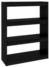 808192 vidaXL Bibliotecă/Separator cameră negru 80x30x103,5 cm lemn masiv pin